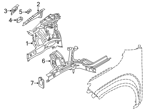 2022 Hyundai Kona Electric Inner Components - Fender Reinforcement-Fender, RH Diagram for 64781-J9000