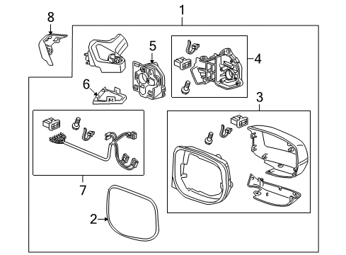 2012 Honda Insight Mirrors Mirror, Driver Side Door (New Dyno Blue Pearl Ii) Diagram for 76250-TM8-315ZG