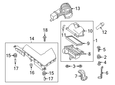 2017 Nissan Maxima Powertrain Control Air Duct Diagram for 16576-4RA0A