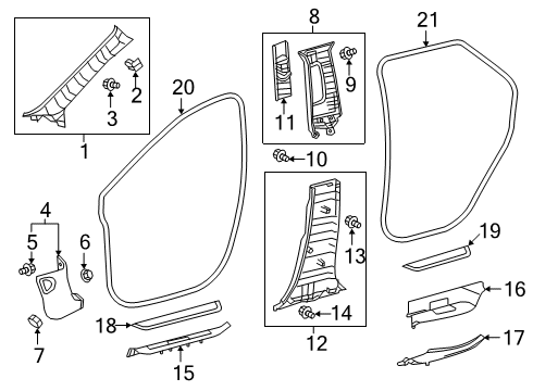 2021 Lexus RX350L Interior Trim - Pillars Clip, Front Pillar Garnish Diagram for 62217-48030