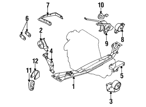 1994 Nissan Sentra Engine & Trans Mounting Rear Engine Mounting Bracket Assembly Diagram for 11350-50Y00