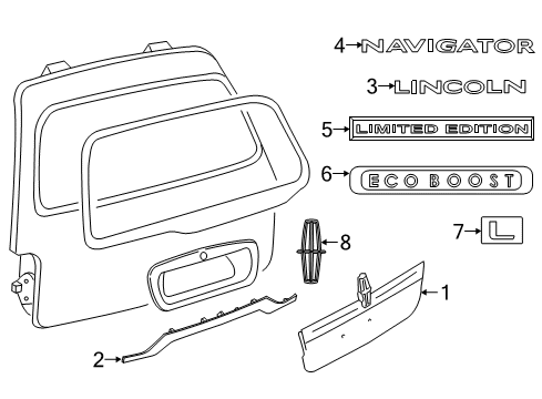 2015 Lincoln Navigator Exterior Trim - Lift Gate Housing Diagram for FL7Z-78404C42-AA