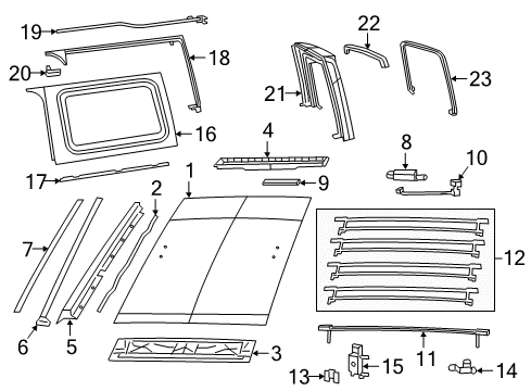 2019 Jeep Wrangler Top Cover & Components Striker Diagram for 68371789AA