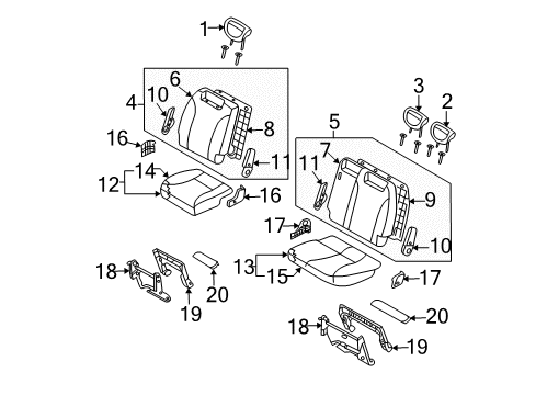 2008 Kia Sedona Rear Seat Components 3Rd Back Covering Assembly Right Diagram for 893604D143CS2