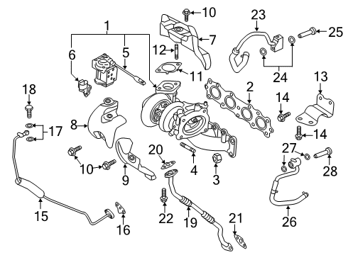 2020 Hyundai Santa Fe Turbocharger Protector-Heat Exhaust Diagram for 285242GTA1