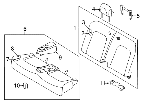 2013 Nissan Murano Rear Seat Components Cup Holder Assembly Diagram for 88337-1GR2D