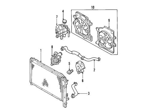 2002 Ford Escape Cooling System, Radiator, Water Pump, Cooling Fan Fan Assembly Diagram for YL8Z-8C607-AA