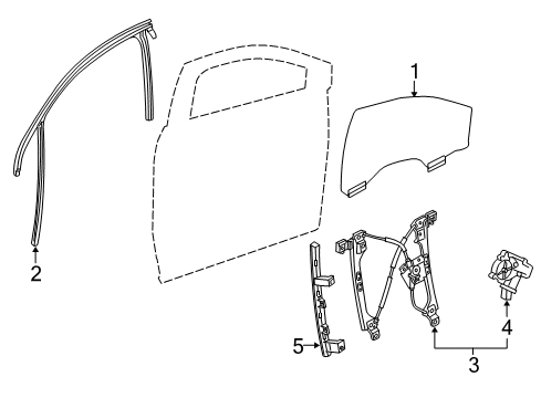 2022 Chevrolet Traverse Front Door Glass & Hardware Run Weatherstrip Diagram for 84833181