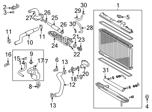 1999 Lexus RX300 Radiator & Components Outlet, Water Diagram for 16331-20030