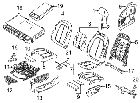 2021 BMW M235i xDrive Gran Coupe Passenger Seat Components FOAM PART, SPORT SEAT Diagram for 52109873011