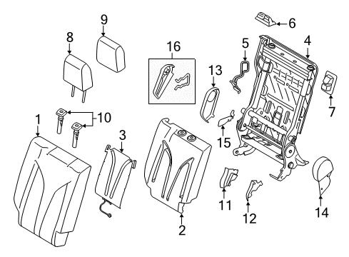 2018 Lincoln MKC Rear Seat Components Hinge Cover Diagram for CJ5Z-7861348-BC