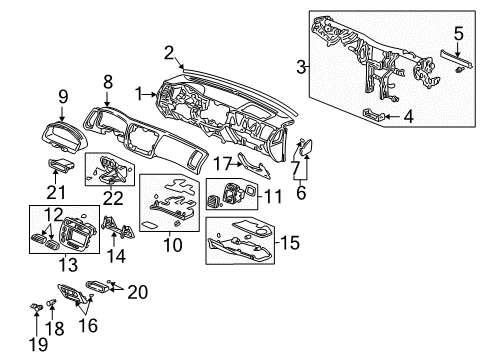 2005 Honda Civic Cluster & Switches, Instrument Panel Cover Set, Instrument Center (Lower) *NH361L* (CF GRAY) Diagram for 77313-S5A-A00ZA