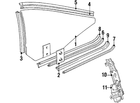 1985 BMW 635CSi Quarter Panel - Glass & Hardware Rear Right Window Regulator Diagram for 51371874606