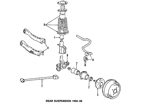 1988 Chevrolet Nova Rear Suspension Components, Stabilizer Bar Control Arm Diagram for 94843987