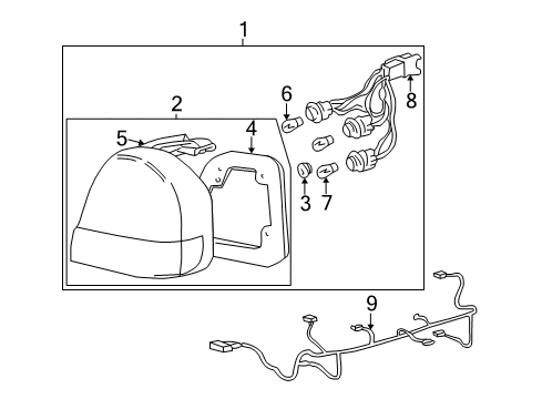 2000 Hyundai Sonata Bulbs Cover Assembly-Rear Combination Lamp Housing RH Diagram for 92437-38000