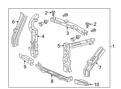2019 Honda Odyssey Radiator Support Frame Set, Front Bulkhead (Upper) Diagram for 04602-THR-A00ZZ