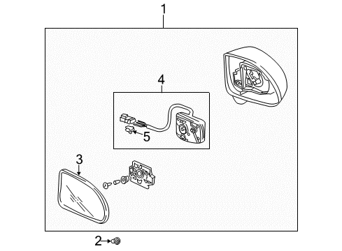 2009 Honda S2000 Outside Mirrors Mirror Assembly, Passenger Side Door (Grand Prix White) (R.C.) Diagram for 76200-S2A-A03ZC