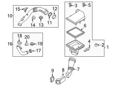 2013 BMW 535i GT xDrive Powertrain Control Air Duct Without Air Mass Meter Diagram for 13717583726