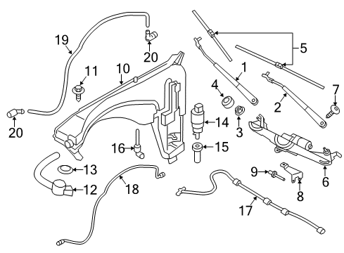 2017 BMW X3 Headlamp Washers/Wipers Wiper Blades Diagram for 61612183576