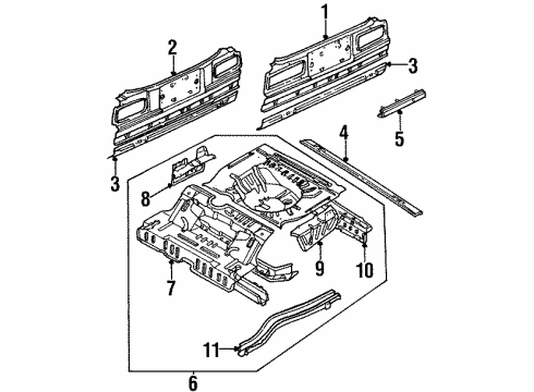 1985 Nissan Sentra Rear Body Floor Rear Diagram for 74514-01A00