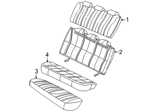 2001 Chevrolet Impala Rear Seat Components Pad Asm, Rear Seat Cushion Diagram for 12454153