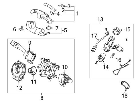 2009 Kia Spectra Shroud, Switches & Levers Grommet-Ignition Key Diagram for 84855-2D000