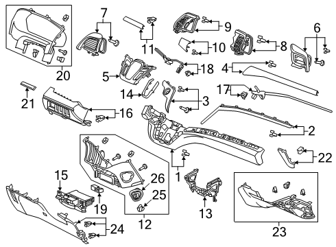 2021 Honda Odyssey Cluster & Switches, Instrument Panel Light Assembly, As Diagram for 77266-THR-A01