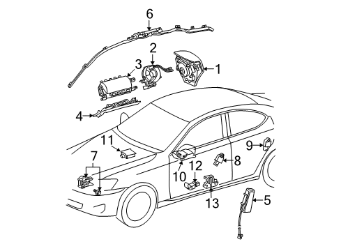 2011 Lexus IS350 Air Bag Components Sensor, Air Bag, Front Diagram for 89173-29255