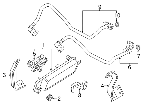 2012 BMW ActiveHybrid 5 Trans Oil Cooler Bracket, Oil Cooler Line Diagram for 17227620522