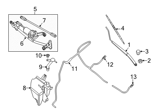 2013 Nissan Sentra Wiper & Washer Components Driver Side Windshield Wiper Blade Assembly Diagram for 28890-3SG0B