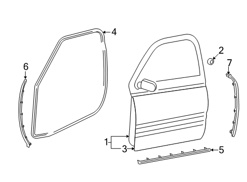 2009 Dodge Ram 1500 Front Door WEATHERSTRIP-B Pillar Lower Diagram for 55372712AC