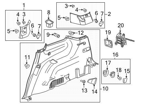 2018 GMC Acadia Interior Trim - Quarter Panels Release Handle Diagram for 84753690