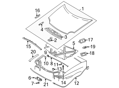 2002 Dodge Neon Hood & Components Hood Latch Diagram for 4615516AC