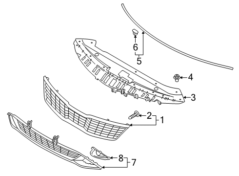 2019 Kia Optima Grille & Components Pad U Diagram for 86563D5500