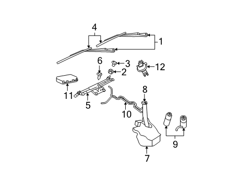 2009 Jeep Grand Cherokee Windshield - Wiper & Washer Components Blade-WIPER Diagram for WBRED022AA