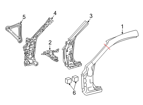 2018 Lexus RC350 Hinge Pillar Reinforce Sub-Assembly, Front Body Pillar Diagram for 61107-24902