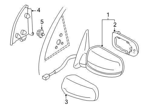 2000 Nissan Maxima Outside Mirrors Glass-Mirror, RH Diagram for 96365-3Y000