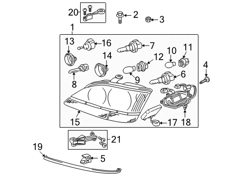 2002 Lexus RX300 Headlamps Emblem Screw Diagram for 90164-A0001