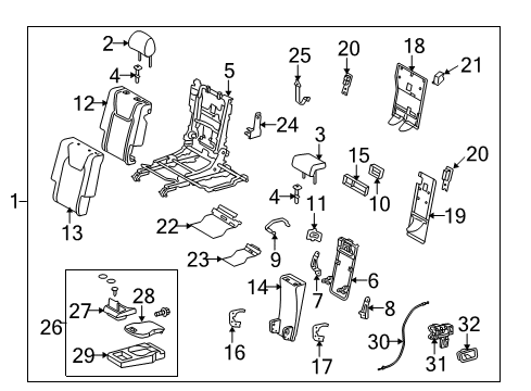2013 Lexus RX350 Rear Seat Components Rear Seat Armrest Assembly, Center Diagram for 72830-48610-C9