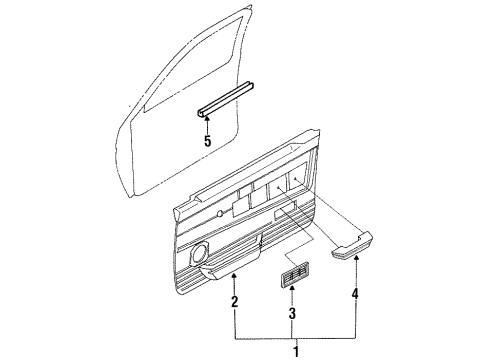 1995 Nissan Pathfinder Interior Trim - Front Door WEATHERSTRIP Front DORR Inside RH Diagram for 80834-01G00