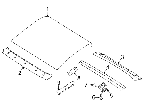 2019 Nissan Titan Roof & Components Drip-Front Pillar Diagram for G6317-EZ1MA