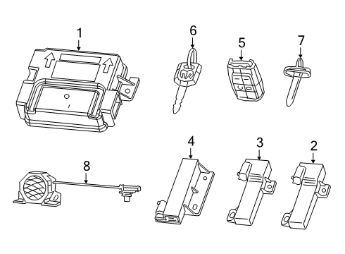 2020 Ram 2500 Keyless Entry Components Key-Blank Diagram for 68399889AA