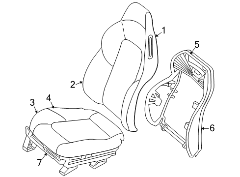 2008 Chrysler Crossfire Front Seat Components Seat Cushion Foam Diagram for 5103241AA