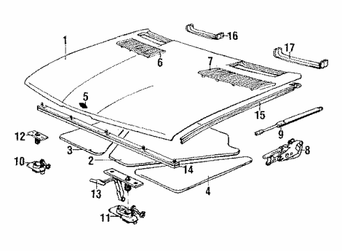 1987 BMW 535i Hood & Components Bowden Cable Diagram for 51231868558