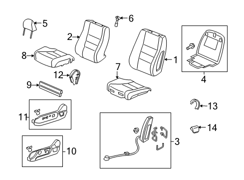 2012 Honda Accord Front Seat Components Pad, Right Front Seat Cushion Diagram for 81137-TA0-A01