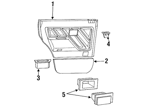 1995 Honda Passport Interior Trim - Rear Door Plate, R. RR. Door (Lower) (Gray) Diagram for 8-94378-131-1