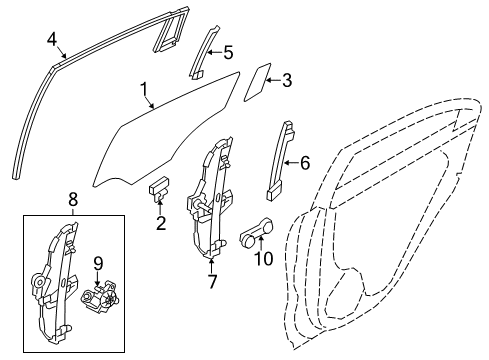 2013 Kia Rio Rear Door Run Assembly-Rear Door Window Glass Diagram for 835311W000