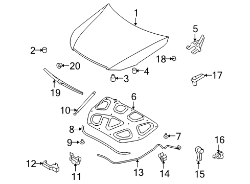 2012 Hyundai Genesis Hood & Components, Exterior Trim Switch Assembly-Hood Diagram for 93880-3M000