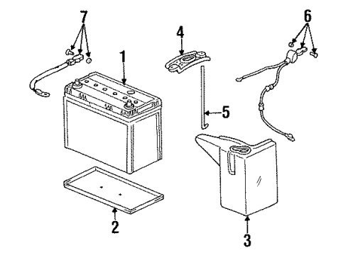 1996 Honda Civic del Sol Battery Cable Assembly, Starter Diagram for 32410-SR2-A02