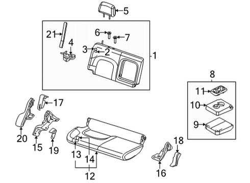 2022 Nissan Frontier Rear Seat Components PAD ASSY-CUSHION, REAR SEAT Diagram for 88311-9BU0C